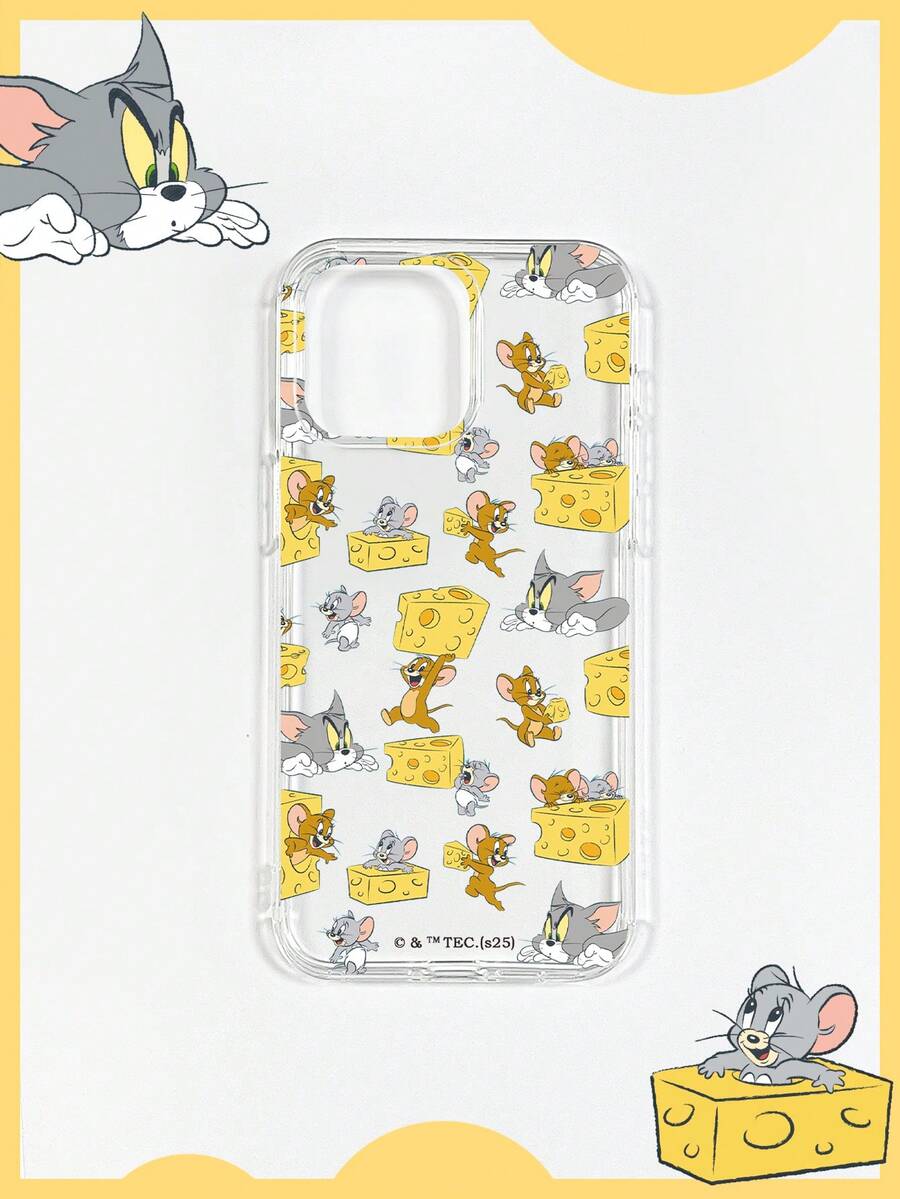 TOM & JERRY X SHEIN 汤姆和杰瑞卡通奶酪图案透明手机壳,兼容iPhone和Galaxy,是可爱卡通动画爱好者日常使用或送礼的理想之选,兼容iPhone 11/iPhone 13/iPhone 14/iPhone 15/iPhone 16/iPhone 17/iPhone 17 Pro/iPhone 17 Pro Max/Galaxy A17 - 無色 - 查看 1