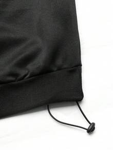 GlowEve Women's Contrast Lace Crew Neck Loose Fit Casual Sweatshirt - Black - View 5