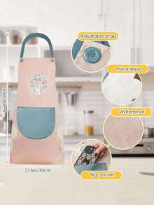 Women's Kitchen Apron With Hand Towel Pocket, Large Pocket, Waterproof, Suitable For Cooking & Baking - Multicolor - View 2