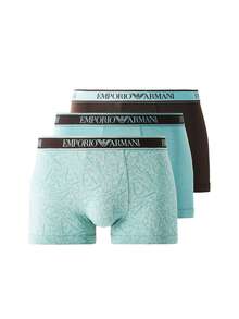 Emporio Armani 3 Pack Men's Boxers - Black and Mint Blue - View 1