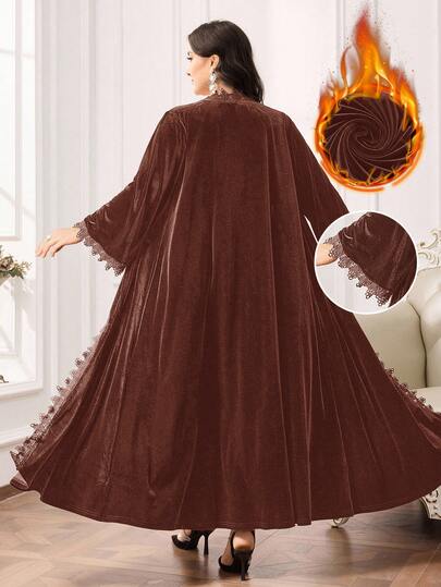 Al Najma Áo choàng dài thanh lịch màu trơn cổ điển cỡ lớn cho nữ rộng rãi, rộng rãi, dài tay