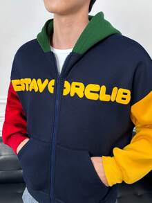 ESTAVOR Áo nỉ có mũ trùm đầu thêu họa tiết đường phố thường ngày dành cho nam - Nhiều màu - Xem 5