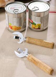 Cirelle 1pc Wooden Handle Can Opener, Random Wood Handle Design - Silver - View 1