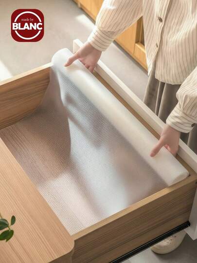 Madebyblanc 1 Roll Kitchen Cabinet Liner Mat, Eva Material Anti-Oil & Anti-Moisture, Can Be Cut To Required Size For Shelves, Drawers, Cabinets, Fridge Shelf, Table Mats