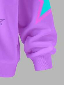 Sparklyn 2pcs/Set Tween Girl KPOP Graphic Print Top, Girls Crew Neck Sweatshirt And Leggings Set, Fashionable Casual, Suitable For Autumn/Winter - Multicolor - View 3