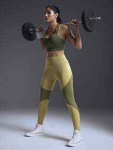 Powerista 女士纯色露背日常健身运动文胸 - 綠色 - 查看 6