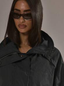 Musera Sport Funnel Neck Seam Detail Zip Through Jacket Padel Autumn Fall Winter Activewear Sport Gym Workout Alloy - Grey - View 2