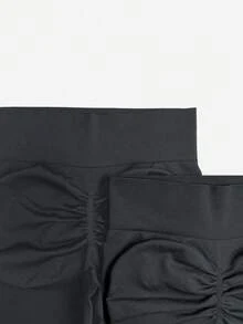 SHEIN Velisys 2pcs Women Plus Size Seamless Gray Sports Shorts