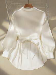 GlowEve 女式前扣长袖金属装饰休闲衬衫