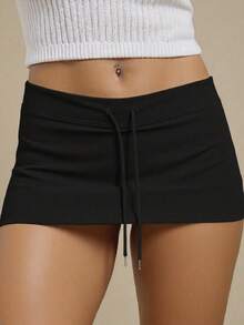 Rina Fox Women's Basic Drawstring Low Waist Shorts