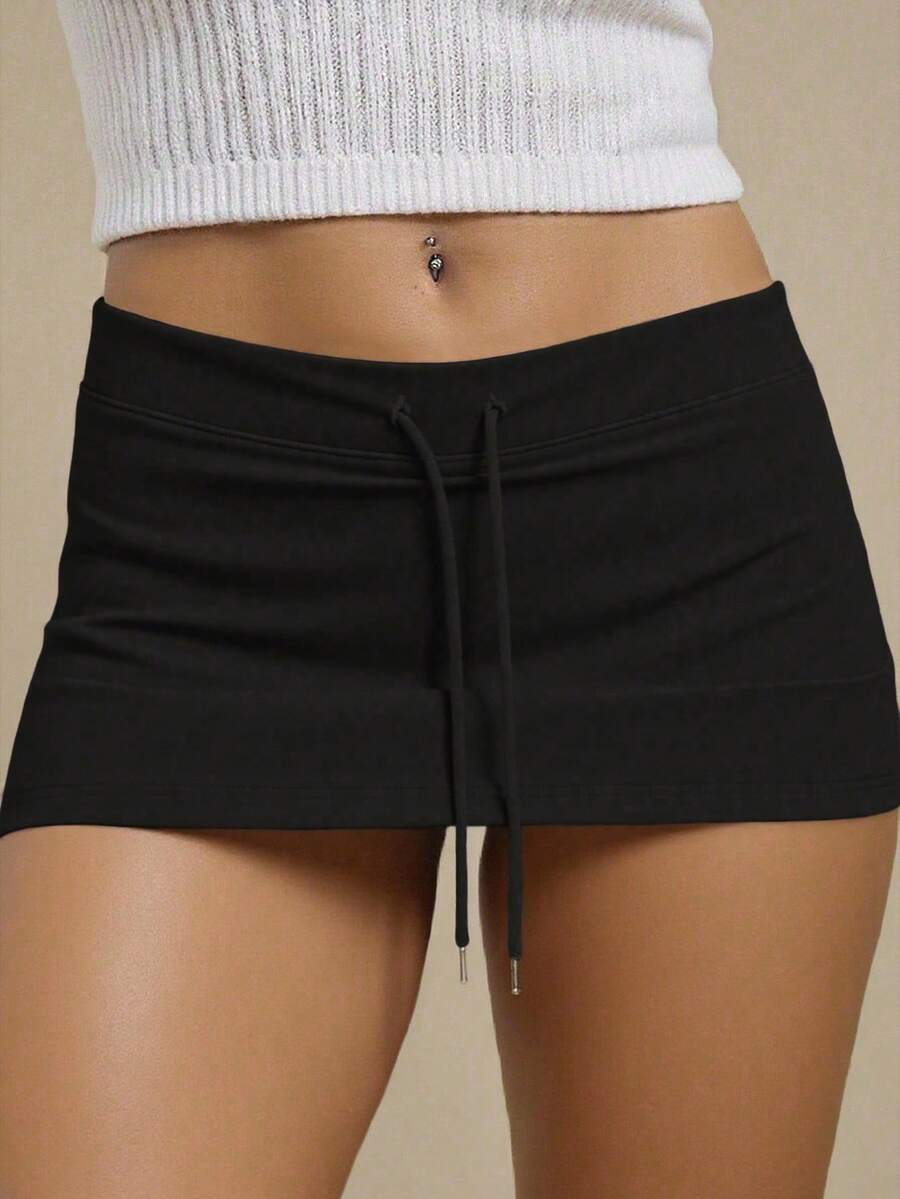 Rina Fox Women's Basic Drawstring Low Waist Shorts