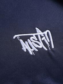 PAVTROS Men's Letter Embroidered Hooded Casual Long Sleeve Pullover Sweatshirt Navy Hoodie Streetwear Hoodie Hoodie For Men Y2k Hoodie Mens Cropped Hoodie - Navy Blue - View 10