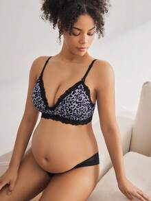 BloomMama Sexy Lace Leopard Print Patchwork Nursing Bra - Multicolor - View 4