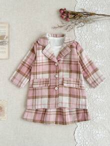 SHEIN New Baby Girls 3 Pieces Set Autumn/Winter, Elegant School Style Princess Dress Outfit - Pastel - View 3