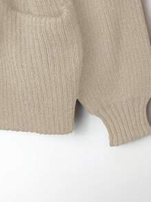 GlowEve Áo len cardigan cổ chữ V mới dành cho nữ, phong cách Âu Mỹ, phối màu thanh lịch, thời trang tối giản - Màu Khaki - Xem 3