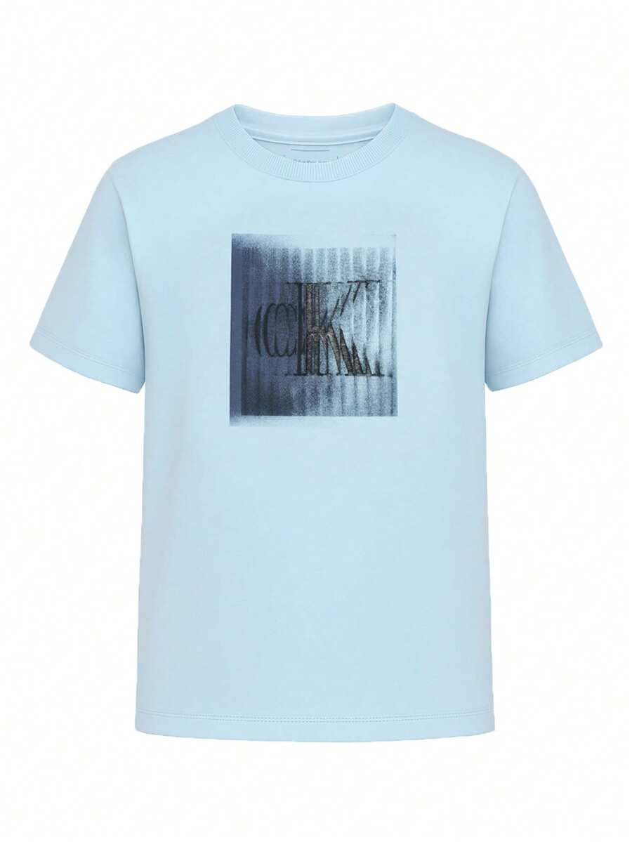 Calvin Klein Boys T-Shirt Blue - LIGHT BLUE - View 1