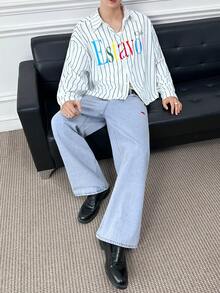 ESTAVOR Męskie jeansy z kieszeniami, luźne, szerokie, uniwersalne, casualowe - Niebieski - Zobacz 8