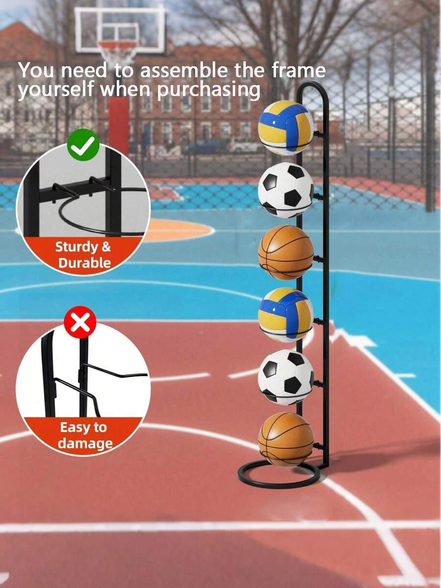 Multi-Layer Basketball, Football, Volleyball Ball Storage Rack, Suitable For Home, Living Room, Bedroom, Garage, Ball Organization And Storage Shelf(You Need To Assemble The Frame Yourself When Purchasing) - Black - View 1