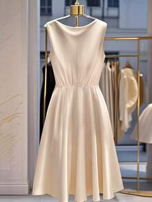 GlowEve CURVE Plus Size Women Elegant Sleeveless Dress With Bow Tie Waist