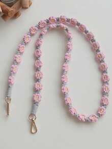 1个波西米亚风手工编织小雏菊斜挎包，配有手机挂绳、钥匙链，是送给母亲、家人、朋友的生日、节日礼物，也可作手机挂饰或手机链。