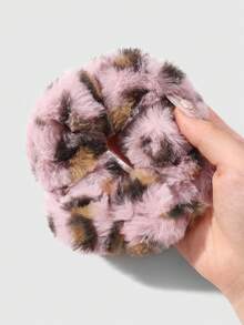 ROMWE Kawaii 2件套Y2K复古豹纹蓬松发圈，时尚配饰，适合女性、女孩日常佩戴，节日礼物 - 粉色-36 - 查看 5