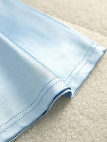 Elenzga 大码女式 A 字形圆领褶皱摆裙 - 淺藍色 - 查看 3