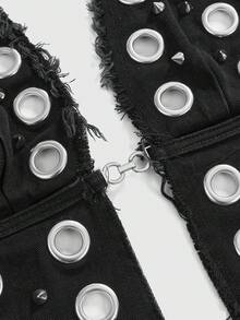 ROMWE Avant 女士性感金属吊带系带牛仔背心 - 彩色 - 查看 3