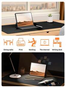1pc Solid Color Mouse Mat, Minimalism Desk Mat For Home, Office,School,PU Leather Material - Multicolor - View 2