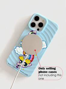 THE POWERPUFF GIRLS X SHEIN 浅蓝色时尚飞行可爱女英雄卡通波浪纹磁性软手机壳，兼容，少女时尚动漫手机壳，带磁性功能，适合日常使用和送礼 - 淺藍色 - 查看 4