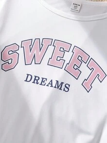 SHEIN 4 件套女童字母印花长袖上衣 + 格子裤休闲家居服套装 - 彩色 - 查看 7