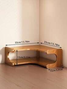 Haus Hana 1 Piece Bamboo Corner Shelf Corner Desktop Shelf, Multi-Tier Countertop Spice Rack With Storage Shelf, Desktop Double Tier Organizer, Great For Books, Decorative And Utility Shelves For Home, Bar Or Balcony Decoration - Multicolor - View 7