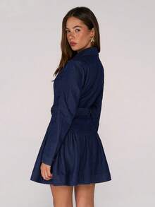 Avantive Váy denim cài nút phía trước thời trang nữ, thích hợp mặc đi làm - Rửa tối - Xem 2