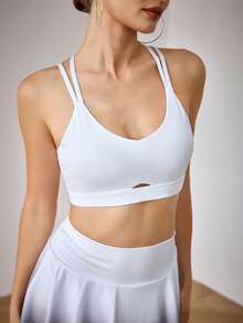 Menodora SHEIN Sport Strappy Back Sports Bra - White - View 2