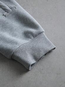 PAVTROS 男士个性化时尚字母刺绣拉链领连帽衫，街头风，朋友装，情侣装，宽松版型，男士款，印花，日系风格，男女通用，“我爱我的女朋友” - 灰色 - 查看 7