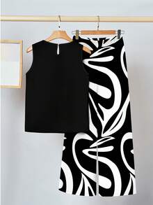 SHEIN Clasi 2pcs Women's Printed Pattern Set, Comfortable For Daily Wear And Commuting - Multicolor - View 2