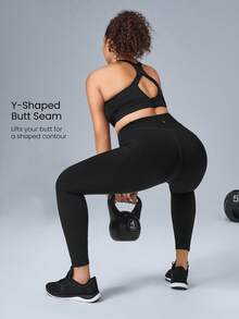 GLOWMODE 24" FeatherFit™-Sculpt Tummy Control Crossover Hold Up Pocket Compression Leggings Yoga Workout Gym  Spring Summer - Black - View 5