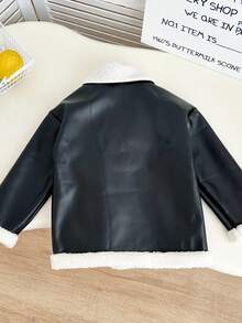 Genkimix Kids Young Girl Korean Style Cool Street Faux Leather Jacket, Winter