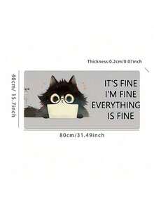 1pc Mouse Pad Pad Black Cat With Glasses Using A Laptop, IV Drip Beside It Laptop Waterproof Desktop Decorative Writing Pad For Work, Games, Office, Home - Multicolor - View 7