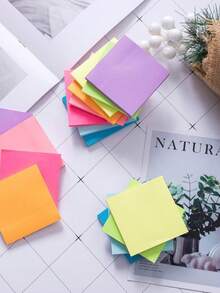 8 colores/paquete Notas adhesivas en blanco, Blocs de notas A6, Blocs de notas cuadrados multicolor, Blocs de notas adhesivas fluorescentes adecuados para estudiantes y oficinas - Multicolor - Ver 6