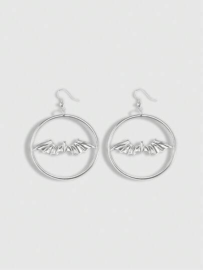 1 Paar Gothic-Stil geometrische Cut Out runde silberne Fledermaus Ohrringe, geeignet für den täglichen Gebrauch und zum Kombinieren für Partys für Frauen