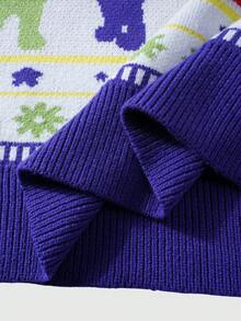 ROMWE MEN Teletubbies X ROMWE Men's Cartoon Figure Graphic Long Sleeve Round Neck Sweater - Multicolor - View 9