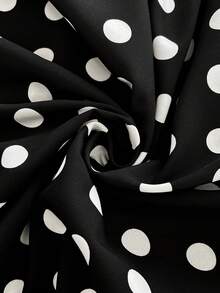 Vionelle Váy maxi tay dài chấm bi cổ chữ V lãng mạn kiểu Pháp cỡ lớn dành cho nữ - Đen và trắng - Xem 9