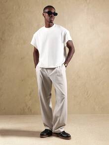 SUMWON Camiseta de manga corta con textura y corte recto - Blanco - Ver 4