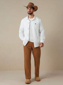 Manfinity Nomadique Men's Casual Bestselling Straight Leg Pants, INS Style, Corduroy Fabric, Suitable For Daily Wear And All Seasons, Essential Gift For Boyfriend/Husband, Men's Casual Apparel, Y2K Brown Pants Mens Linen Bottoms Brown Baggy Pants Western Pants Mens Corduroy Pants - Brown - View 3