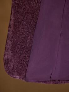 MOTF PREMIUM Blazer dengan kerah berikat dan trim kontras kulit PU. - Purple - View 7