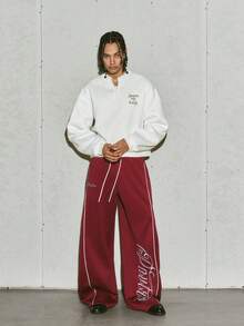 PAVTROS Manfinity Streetrush 男士街头风流行INS搭配。男士街头服饰，男士时尚高领拉链套头卫衣，运动套装，刺绣，保暖舒适内衬，街头风格，男友礼物，耶稣卫衣，耶稣宗教耶稣卫衣 - 白色 - 查看 3