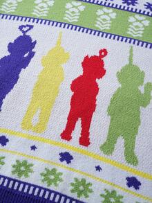 ROMWE MEN Teletubbies X ROMWE Men's Cartoon Figure Graphic Long Sleeve Round Neck Sweater - Multicolor - View 4