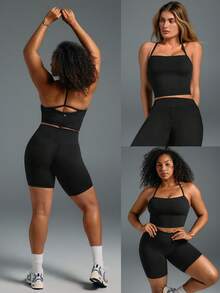 GLOWMODE FeatherFit™ T-Neck Racerback Tank Top Light Support Low Impact Yoga Studio Fall Winter