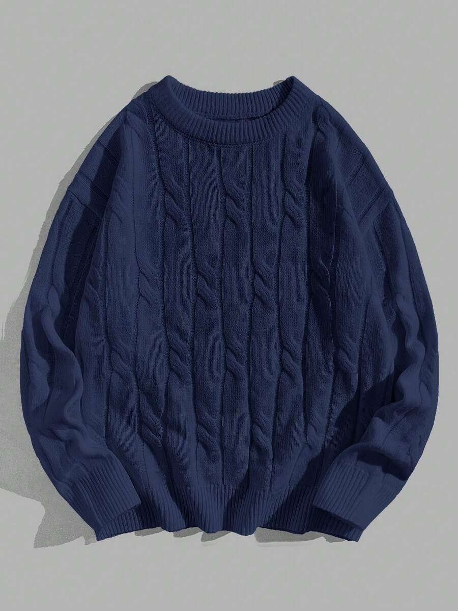 EASEVO 男士加大码休闲纯色针织衫，秋冬季