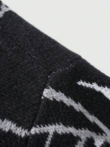 ROMWE MEN Goth Men's Spider Web Jacquard Loose Fit Long Sleeve Sweater - Black - View 7